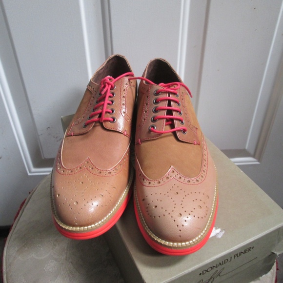 new DONALD J PLINER TAN/TAN Distressed wash Calf Wash Nubuck men\'s shoes Sz 10